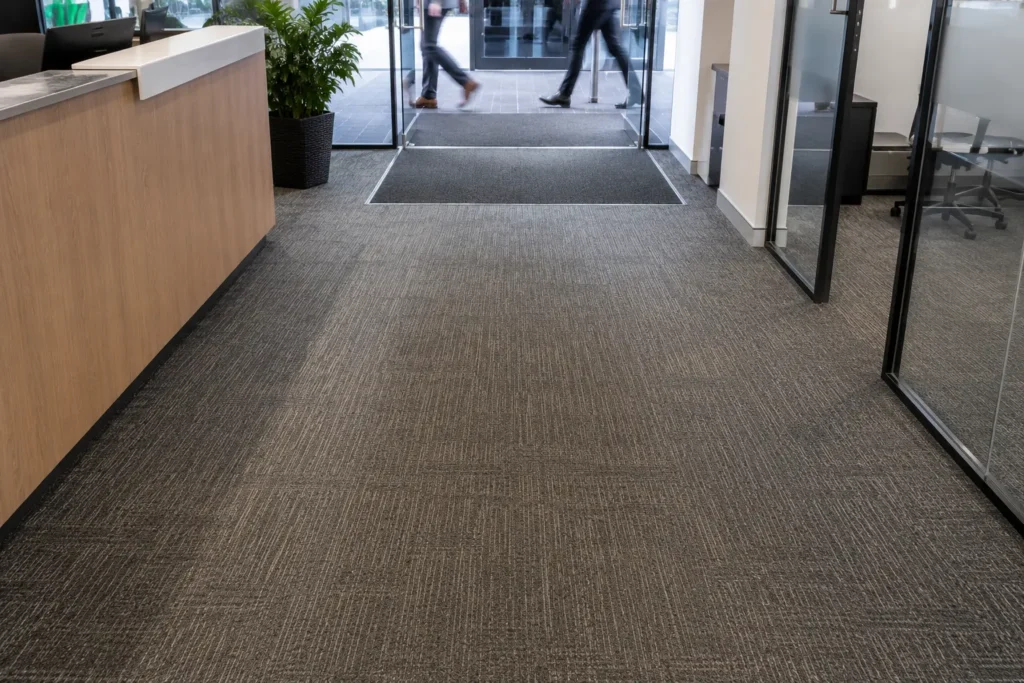 Carpeted commercial office used to illustrate office carpet maintenance